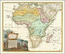 Map of Africa based on works of Leo Africanus detailing political demarcations of the African continent as known by Leo Africanus as of 1550.[2]