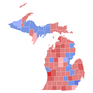 2002 Michigan Attorney General election results map by county.svg
