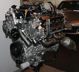 Nissan VK50VE Engine. 2008 Nissan VK50VE engine front.jpg