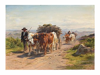 Charrette attelée de vaches, et bouvier, en Auvergne Rosa Bonheur, 1889 Collection privée, Vente 2016