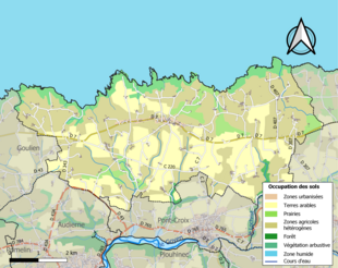 Barevná mapa znázorňující využití půdy.