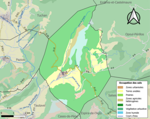 Mapa colorido mostrando o uso da terra.