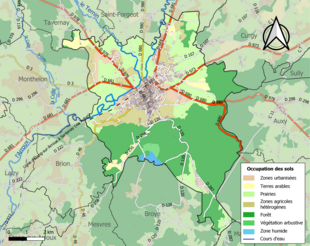 Barevná mapa znázorňující využití půdy.