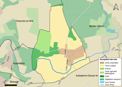 Carte des infrastructures et de l'occupation des sols en 2018 (CLC) de la commune.