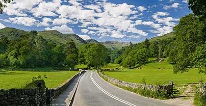 A A591 é uma estrada principal do condado inglês de Cúmbria, que fica quase totalmente dentro do parque nacional de Lake District. A estrada começa numa rotatória com a A590 perto do Castelo de Sizergh e segue geralmente para noroeste, contornando as cidades de Kendal e Keswick, terminando na A595 perto de Bothel. Uma pesquisa de 2009 da empresa de navegação por satélite Garmin apontou o trecho da estrada entre Windermere e Keswick como a estrada mais popular da Grã-Bretanha. A A591 foi seriamente danificada durante a tempestade Desmond em 2015, com parte da estrada destruída em Dunmail Raise, e teve que ser fechada por cinco meses. Enquanto esteve fechada, uma nova trilha para caminhantes, ciclistas e cavaleiros foi construída a oeste da estrada. (definição 5 000 × 2 573)