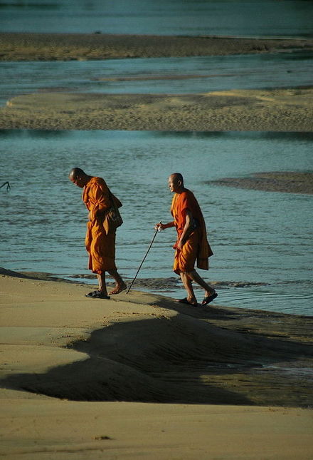 Monks at Bang Niang beach in Khao Lak