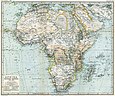 Afrika-Karte vom März 1885 mit den kolonialen Grenzziehungen