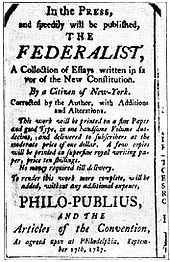 Advertentie voor de Federalist.