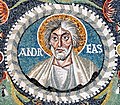 Andrea Apostulli, detaj i mozaikut në Bazilikën e San Vitale, Ravenna, shekulli i 6-të