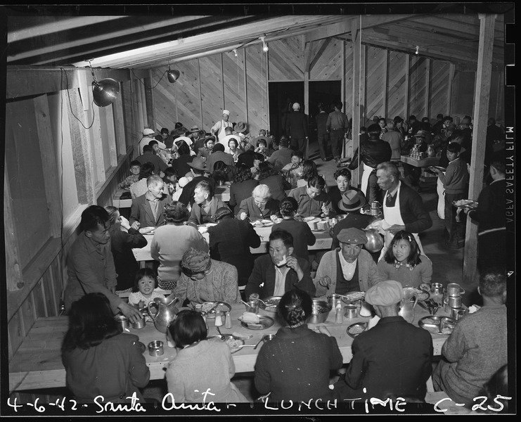 File:Arcadia, California. Lunch time cafeteria style, at the Santa Anita Assembly center where many thou . . . - NARA - 537404.tif