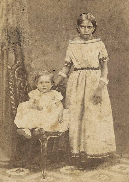 Paterson as a baby with his nanny, Wiradjuri girl Fanny Hopkins, mid-1860s