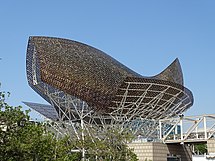 "El Peix", fish sculpture in front of the Port Olímpic in Barcelona, Catalonia, Spain (1992)