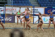 Deutsch: Beachhandball Europameisterschaften 2019 (Beach handball Euro); Tag 5: 6. Juli 2019 – Frauen, Platzierungsspiel für die Ränge 17–20, Nordmazedonien-Slowenien 0:2 (10:13, 9:15) English: Beach handball Euro; Day 5: 6 July 2019 – Placement Match/Cross Match for rank 17–20 Women – North Macedonia-Slovenia 0:2 (10:13, 9:15)