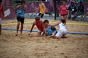 Deutsch: Beachhandball bei den Olympischen Jugendspielen 2018; Tag 5, 10. November 2018; Jungs, Platzierungsrunde - Uruguay-Italien 1:2 English: Beach handball at the 2018 Summer Youth Olympics at 11 October 2018 – Boys Consolation Round – Uruguay-Italy 1:2