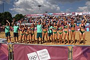 Deutsch: Beachhandball bei den Olympischen Jugendspielen 2018 in Buenos Aires; Tag 7, 13. Oktober 2018; Mädchen, Spiel um Platz Drei – Ungarn-Niederlande 2:0 English: Beach handball at the 2018 Summer Youth Olympics in Buenos Aires at 13 October 2018 – Girls Bronze Medal Match – Hungary-Netherlands 2:0 Español: Handball de playa en los Juegos Olimpicos de la Juventud Buenos Aires 2018 en 13 de octubre de 2018 – Partido por la medalla de bronce femenino - Hungría-Países Bajos 2:0