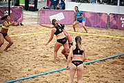 Deutsch: Beachhandball bei den Olympischen Jugendspielen 2018; Tag 6, 12. Oktober 2018; Mädchen, Hauptrundenspiel – Chinesisch Taipei (Taiwan)-Paraguay 0:2 English: Beach handball at the 2018 Summer Youth Olympics at 12 October 2018 – Girls Main Round – Chinese Taipei (Taiwan)-Paraguay 0:2