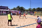 Deutsch: Beachhandball bei den Olympischen Jugendspielen 2018; Tag 3, 10. Oktober 2018; Mädchen, Vorrunde, Gruppe A - Kroatien-Amerikanisch Samos 2:0 English: Beach handball at the 2018 Summer Youth Olympics at 10 October 2018 – Girls Preliminary Round Group A‎ – Croatia-American Samoa 2:0