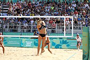 Deutsch: Beachvolleyball bei den Olympischen Jugendspielen 2018; Tag 11, 17. Oktober 2018; Jungen, Spiel um Platz 3 – USA (Devon Newberry/Lindsey Sparks)-Norwegen (Emilie Olimstad/Frida Berntsen) 1:2 (21–1/13–21/9–15) English: Beach volleyball at the 2018 Summer Youth Olympics at 17 October 2018 – Bronze Medal Match – USA (Devon Newberry/Lindsey Sparks)-Norway (Emilie Olimstad/Frida Berntsen) 1:2 (21–1/13–21/9–15)