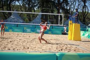 Deutsch: Beachvolleyball bei den Olympischen Jugendspielen 2018; Tag 8, 14. Oktober 2018; Mädchen, Achtelfinale – Bolivien-Puerto Rico 0:2 (18–21/18–21 ) English: Beach volleyball at the 2018 Summer Youth Olympics at 14 October 2018 – Girls Round of 16 – Bolivia-Puerto Rico 0:2 (18–21/18–21 )