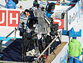 Čeština: Televizní a osvětlovací technika za cílovou čarou při Světovém poháru 2014-15 v Novém Městě na Moravě English: TV equipment at Biathlon World Cup 2015 in Nové Město, Czech Republic