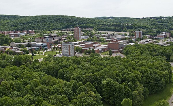 Binghamton University has campuses in Binghamton, Johnson City, and Vestal