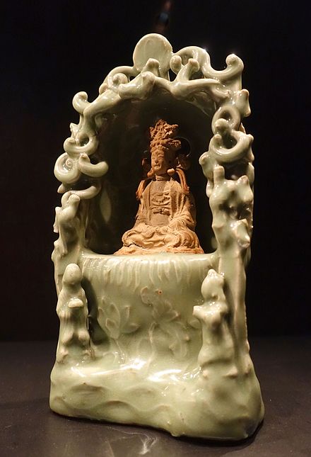 Ming shrine, the figure left unglazed in the "biscuit" state