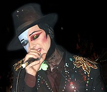 Boy George, lead singer of Culture Club, performing at Ronnie Scott's Jazz Club in London Boy George At Ronnie Scotts.jpg