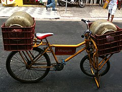 Brazilian cargo bikes are very strong and commonly carry large propane containers, 5×20-gallon water jugs, etc.