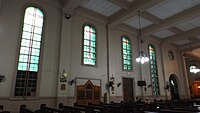 Inside the church, showing the bays (left portion)