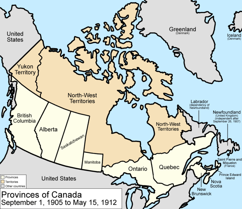 Map Of Canada 1905 File:canada Provinces 1905-1912.Png - Wikimedia Commons