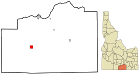 Cassia County Idaho Incorporated and Unincorporated areas Oakley Highlighted.svg