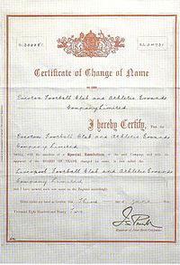 A Liverpool FC név felvétele 1892-ből
