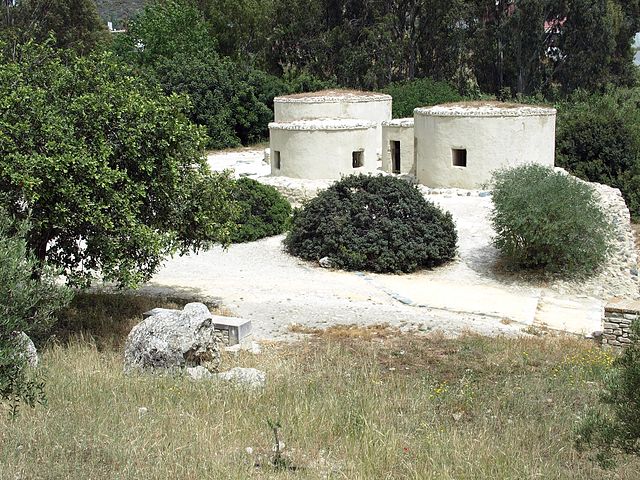 Archaeological site of Khirokitia with early remains of human habitation during the Aceramic Neolithic period (reconstruction)