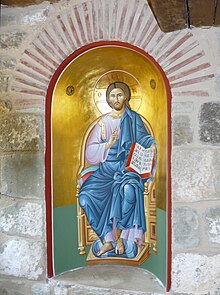 Christ Pantocrator, Holy Trinity's monastery, Meteora, Greece Christ Pantocrator niche Holy Trinity Meteora.jpg