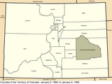 Borders of the counties of Colorado Territory as they were from January 6, 1868, to January 9, 1868.