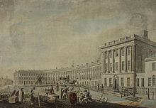 The completion of the building work in 1769 Completion of the Royal Crescent Thomas Malton 1769.JPG
