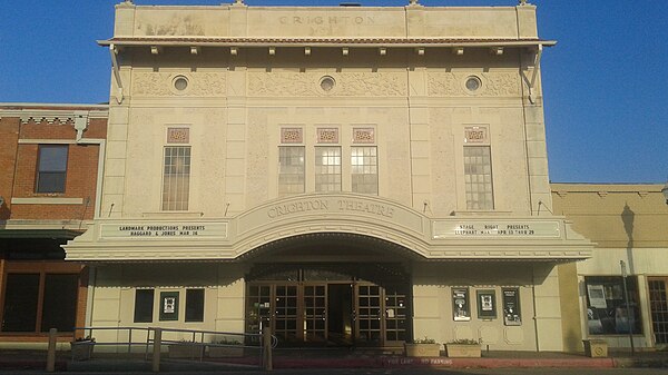 Crighton Theatre, first opened as a movie theatre in 1935, now hosts live theatrical performances.