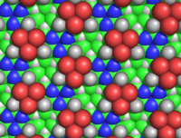 Space-filling image of an alanine cyclol "fabric", proposed by Winrich in 1936.