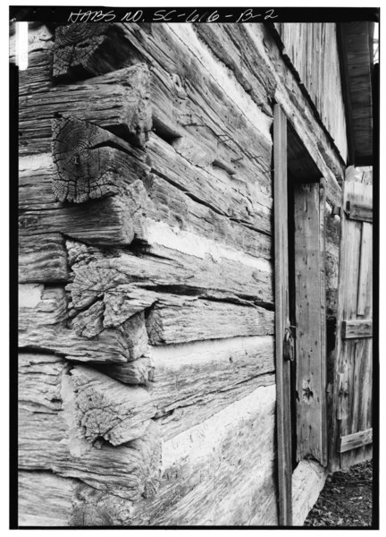 File:DETAIL, WHEAT HOUSE CABIN, LOG JOINING - Walnut Grove, Wheat House Cabin, Route 1, 1 mile East of intersection US 221 and I-26, Roebuck, Spartanburg County, SC HABS SC,42-ROE,1B-2.tif