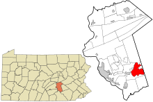 Dauphin County Pennsylvania opgenomen en niet opgenomen gebieden Hershey highlighted.svg