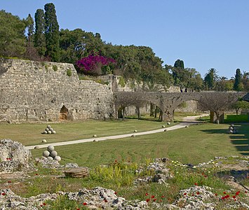 Fortifications at Rhodes, Greece.