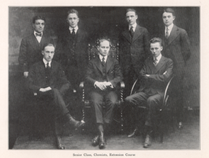 The 1916 class of senior chemist students were among the first graduates to earn a bachelor's degree. Drexel1916.png