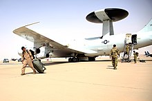 E-3G aircrew disembark their aircraft at Prince Sultan Air Base, 1 March 2020 E-3G aircrew disembark their aircraft at Prince Sultan Air Base, 1 March 2020.jpg