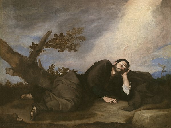 Depiction of Jacob's dream sleeping on a stone at Bethel, by José de Ribera