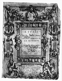 Essays of Michel de Montaigne Essais Titelblatt (1588).png