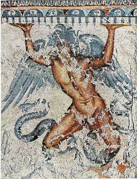Etruscan mural of Typhon, from Tarquinia