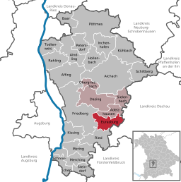 Läget för Eurasburg i Landkreis Aichach-Friedberg