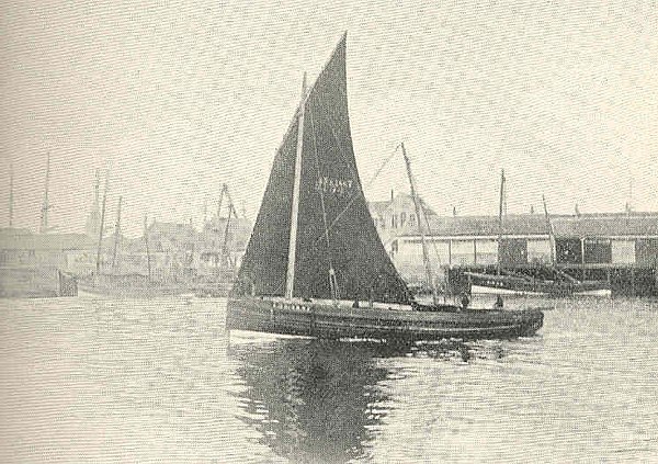 A fishing boat in Aberdeen Harbour during 1898