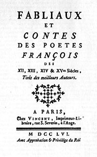 Page titre Fabliaux 1756