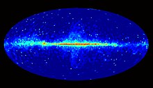 For comparison, full-sky image of gamma-rays greater than 10 GeV. Fermi Gamma-ray Space Telescope 3 years of observations (energies larger than 10 GeV).jpg